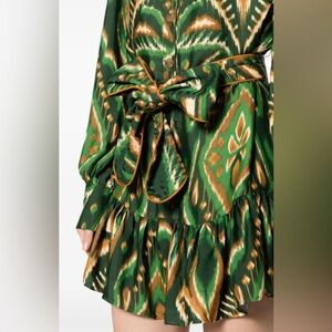 FARM Rio Green and Orange Long Sleeve Dress